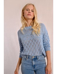 Semi-transparent long-sleeved knit sweater