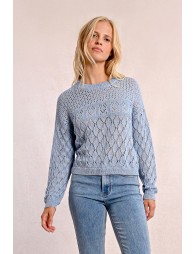 Semi-transparent long-sleeved knit sweater