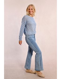 Semi-transparent long-sleeved knit sweater