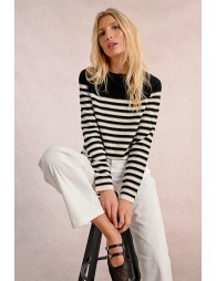 Long-sleeved knit sweater, sailor top