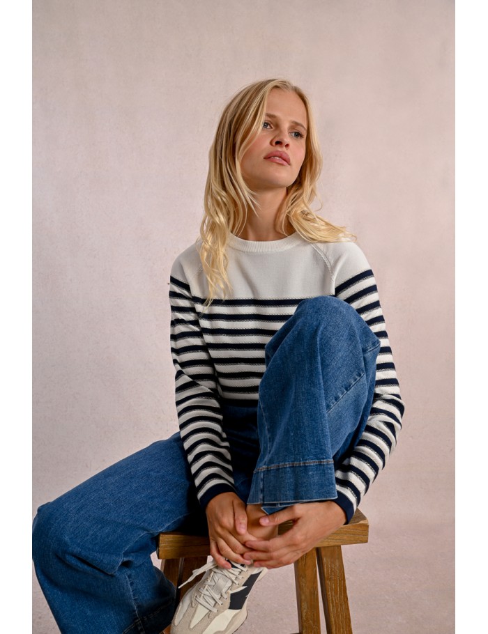 Long-sleeved knit sweater, sailor top