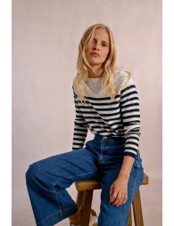 Long-sleeved knit sweater, sailor top