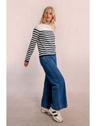 Long-sleeved knit sweater, sailor top