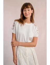 Pull en maille, manches courtes en dentelle