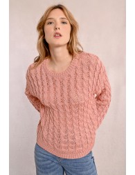 Cable knit sweater, long sleeves