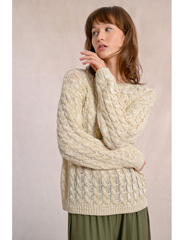 Cable knit sweater, long sleeves