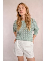 Cable knit sweater, long sleeves