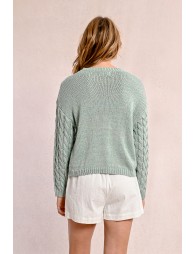 Cable knit sweater, long sleeves