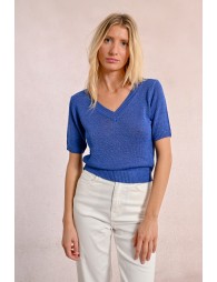 Short-sleeved knit sweater