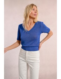 Short-sleeved knit sweater