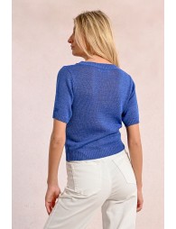 Short-sleeved knit sweater