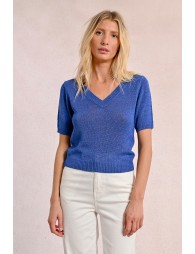 Short-sleeved knit sweater