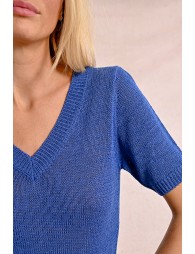 Short-sleeved knit sweater