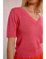 Short-sleeved knit sweater