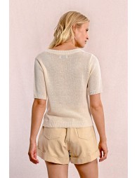 Short-sleeved knit sweater