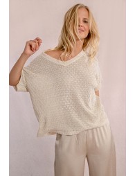 Short-sleeved knit sweater