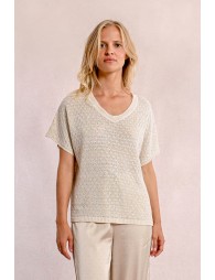 Short-sleeved knit sweater