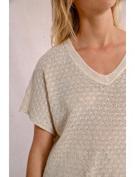 Short-sleeved knit sweater