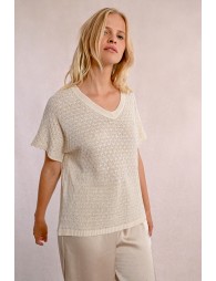 Short-sleeved knit sweater