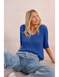 V-neck knit sweater