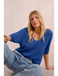 V-neck knit sweater