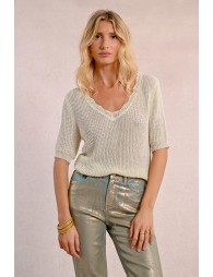 V-neck knit sweater