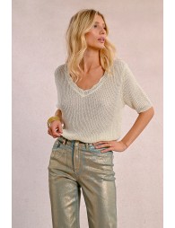 V-neck knit sweater