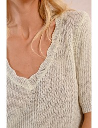 V-neck knit sweater