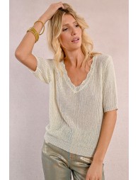 V-neck knit sweater