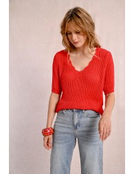 V-neck knit sweater