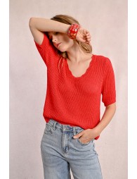 V-neck knit sweater