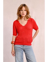 V-neck knit sweater