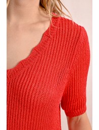 V-neck knit sweater