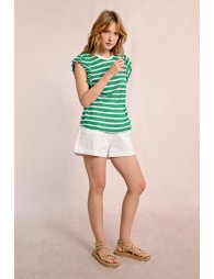 Sailor T-shirt with ruffled sleeves