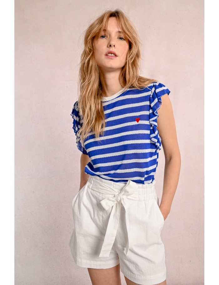 Sailor T-shirt with ruffled sleeves