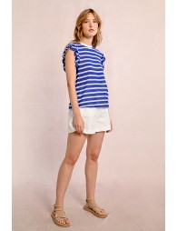 Sailor T-shirt with ruffled sleeves