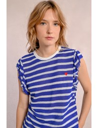 T-shirt marinière avec manches volantées