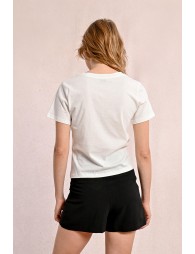 Fitted t-shirt with lace bow pattern