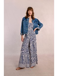 Pantalon large, zébré