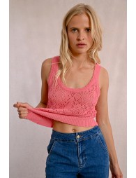 Openwork knit tank top