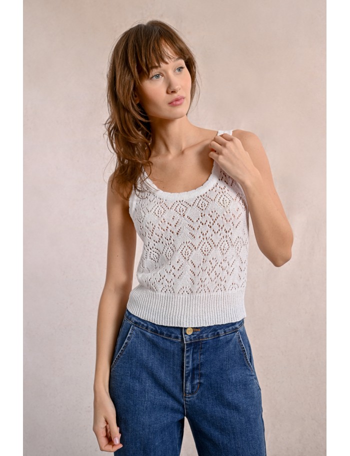 Openwork knit tank top