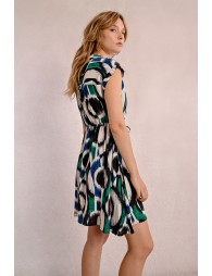 Vestido corto con estampado y lazada