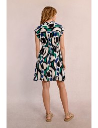 Vestido corto con estampado y lazada