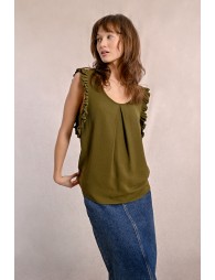 Top with ruffled sleeves