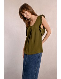 Top with ruffled sleeves