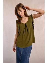 Top with ruffled sleeves