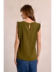 Top with ruffled sleeves