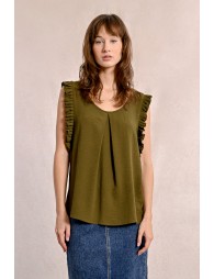 Top with ruffled sleeves