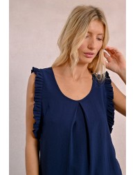 Top with ruffled sleeves