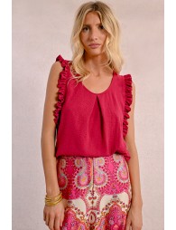 Top with ruffled sleeves